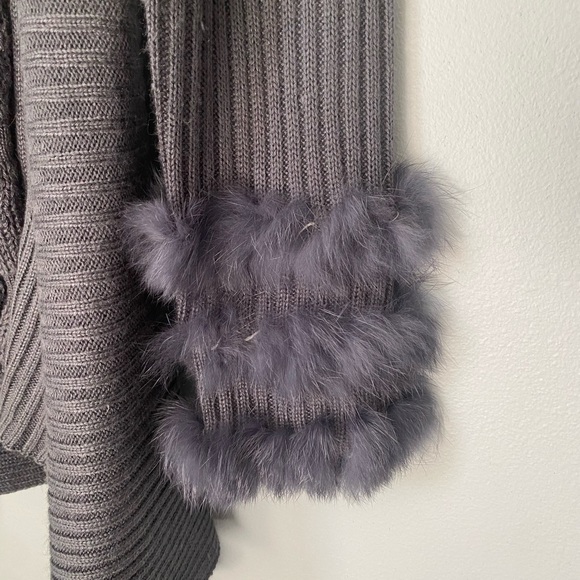 Rabbit fur slate blue/gray Cardigan by Sisters - Picture 2 of 7